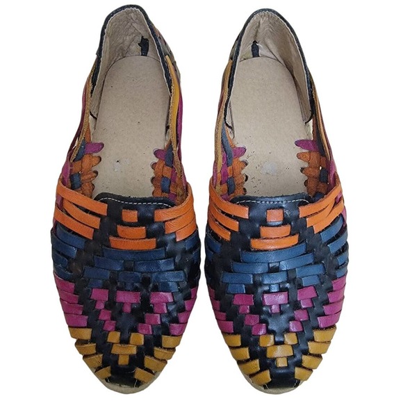 Huaraches Mexican Rainbow Leather Sandals Size 2 - Picture 1 of 6